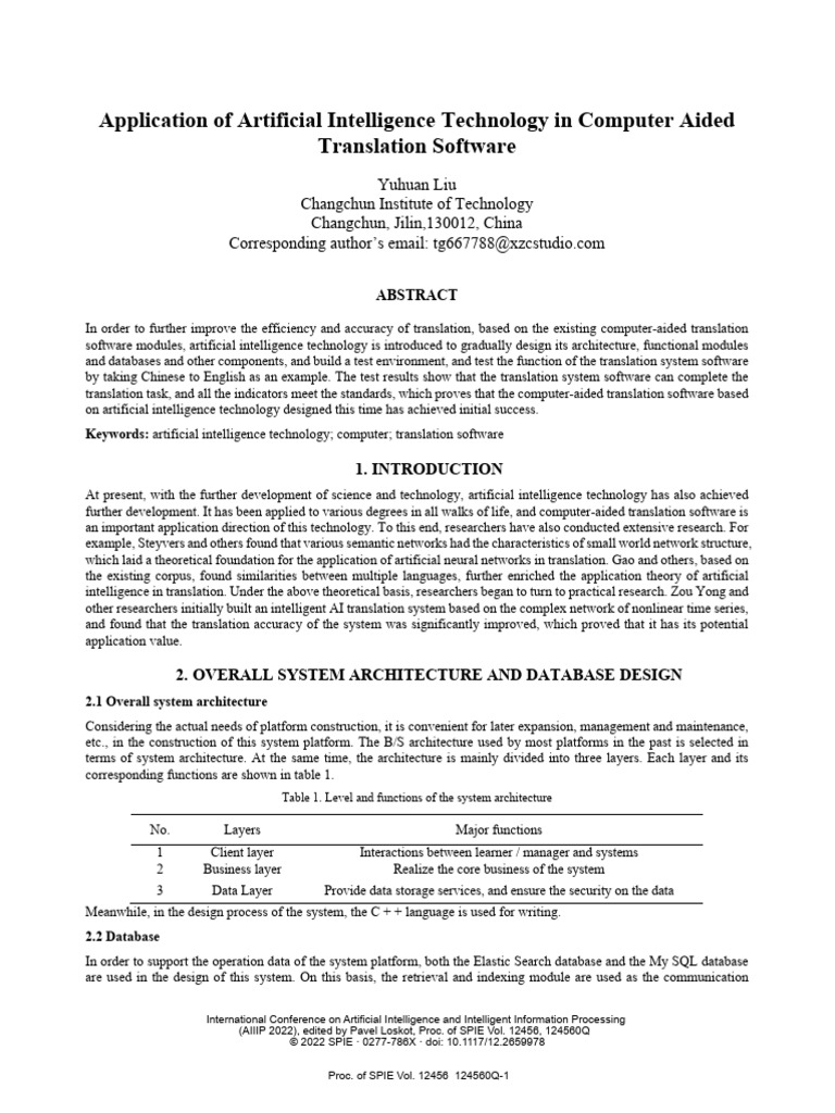 Application of Artificial Intelligence Technology in Computer Aided ...