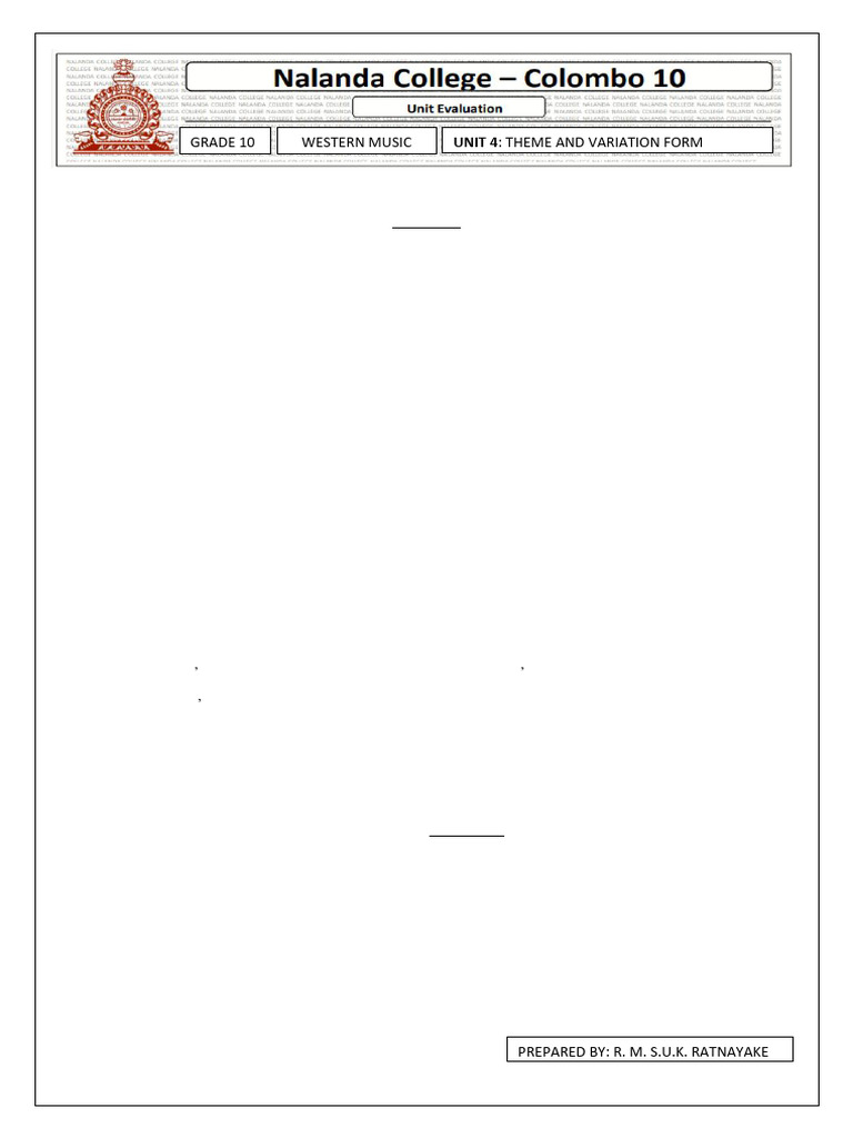 g10 Ut 4 Theme and Variation Form | PDF