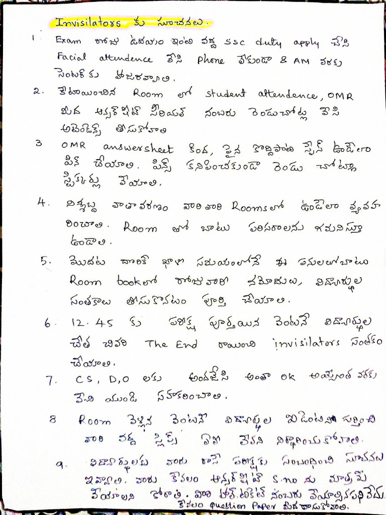 Instructions To Invigilators 15-Mar-2026 16-38-29 | PDF