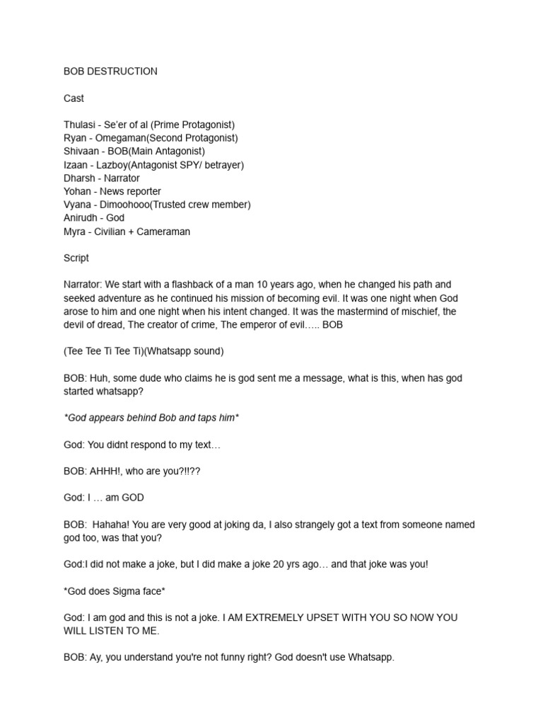 Da Script - Bob Destruction | PDF