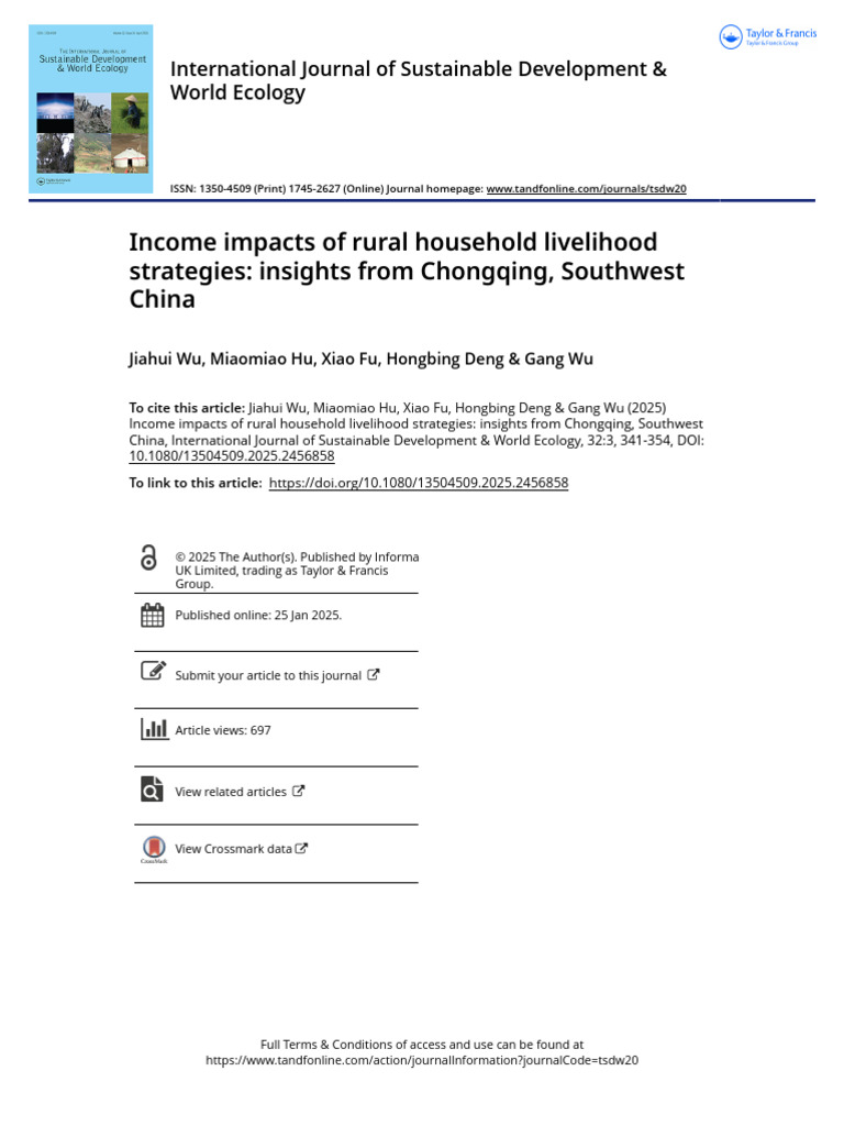 Income Impacts of Rural Household Livelihood Strategies Insights From ...