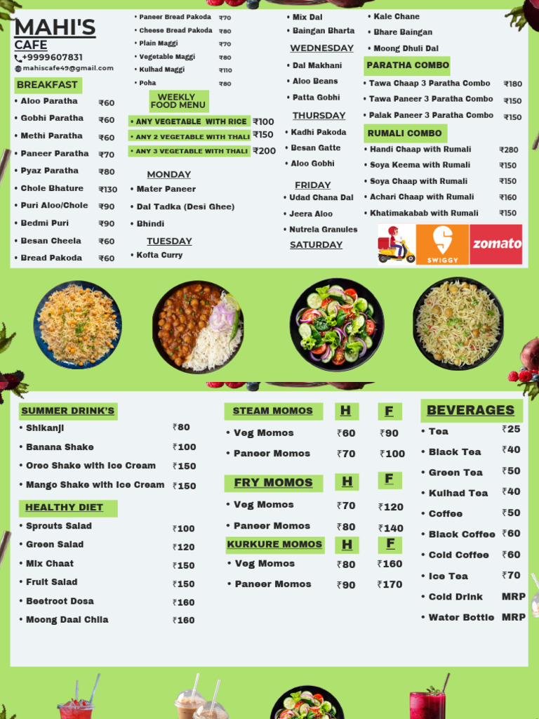 Green and White Restaurant Menu | PDF