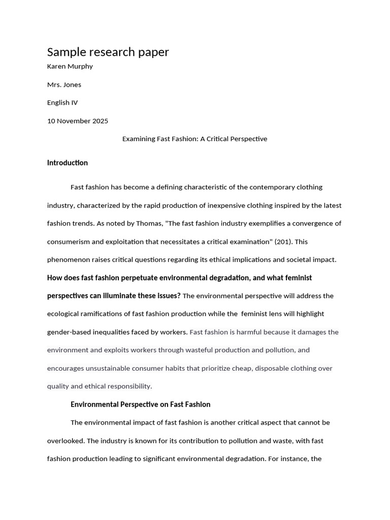 Sample Fast Fashion Paper | PDF
