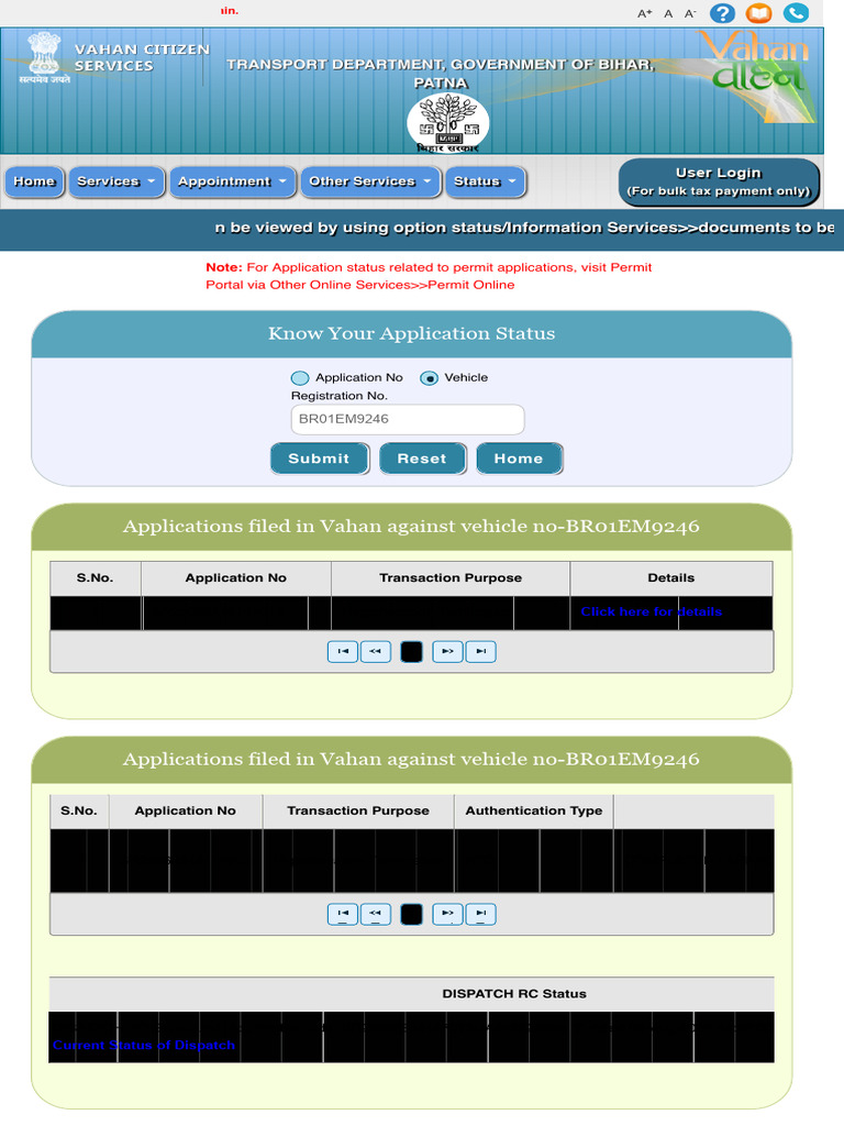 VAHAN 4.0 (Citizen Services) Onlineapp02 150 8014 | PDF