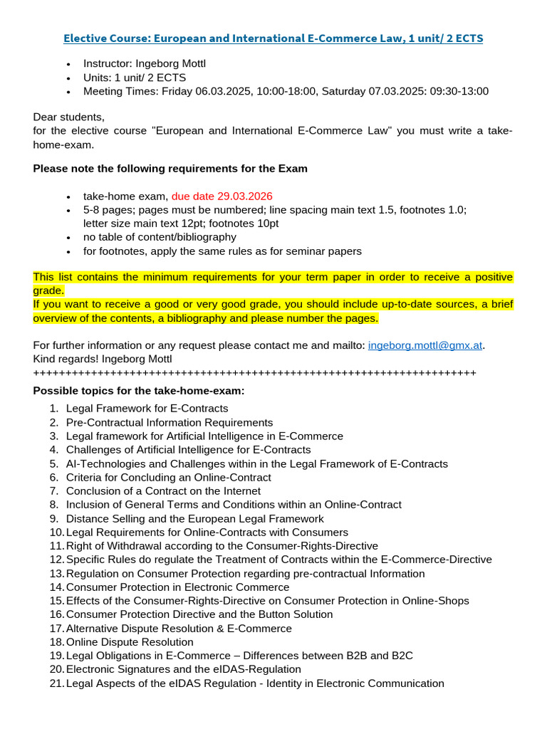 1 Take Home Exam Topics 03 2026 en Course | PDF