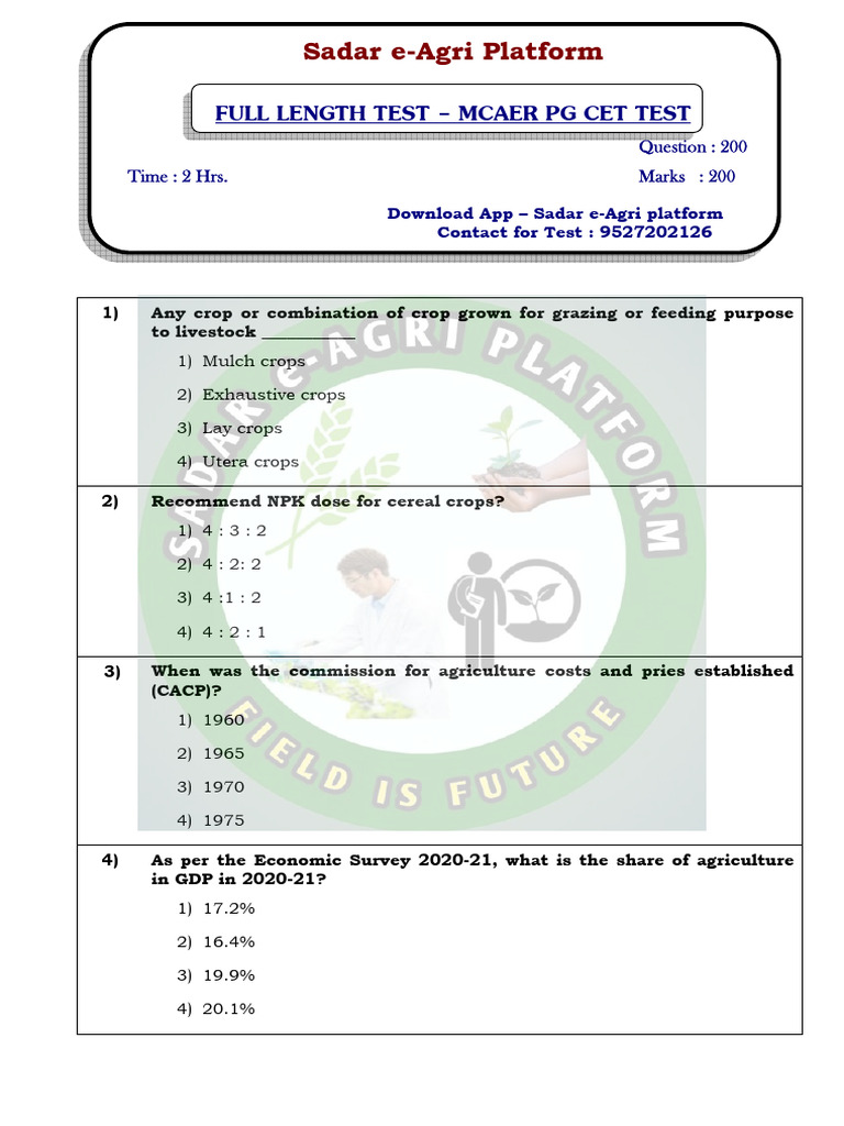 Sadar FUll Length Test 1 2 (1) Watermarked | PDF
