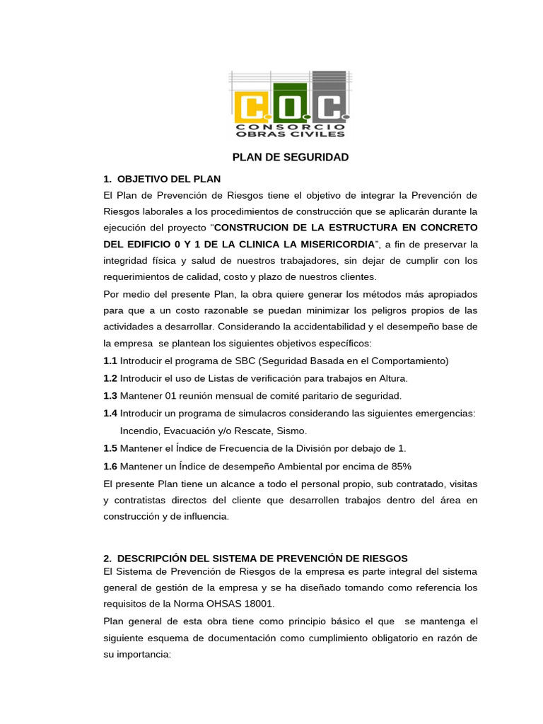 Plan de Seguridad | PDF
