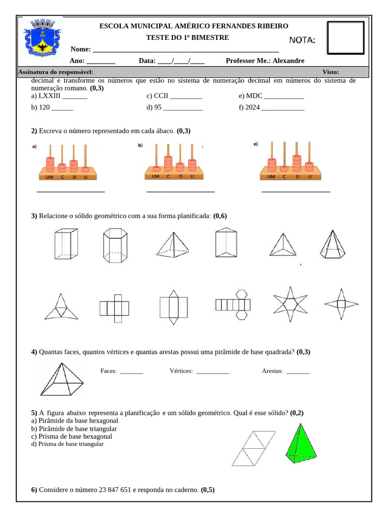 Teste 1º B | PDF