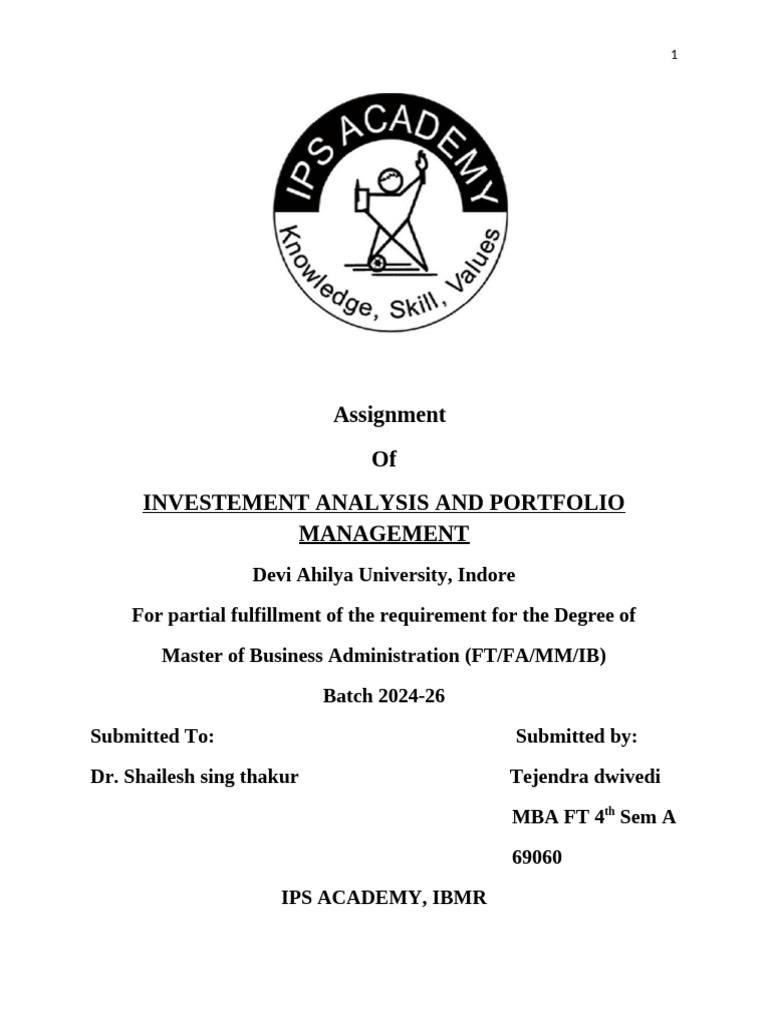 IAPM Assignment TD | PDF