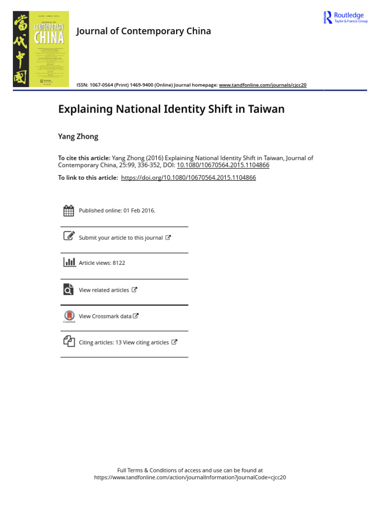 Explaining National Identity Shift in Taiwan - Cópia | PDF