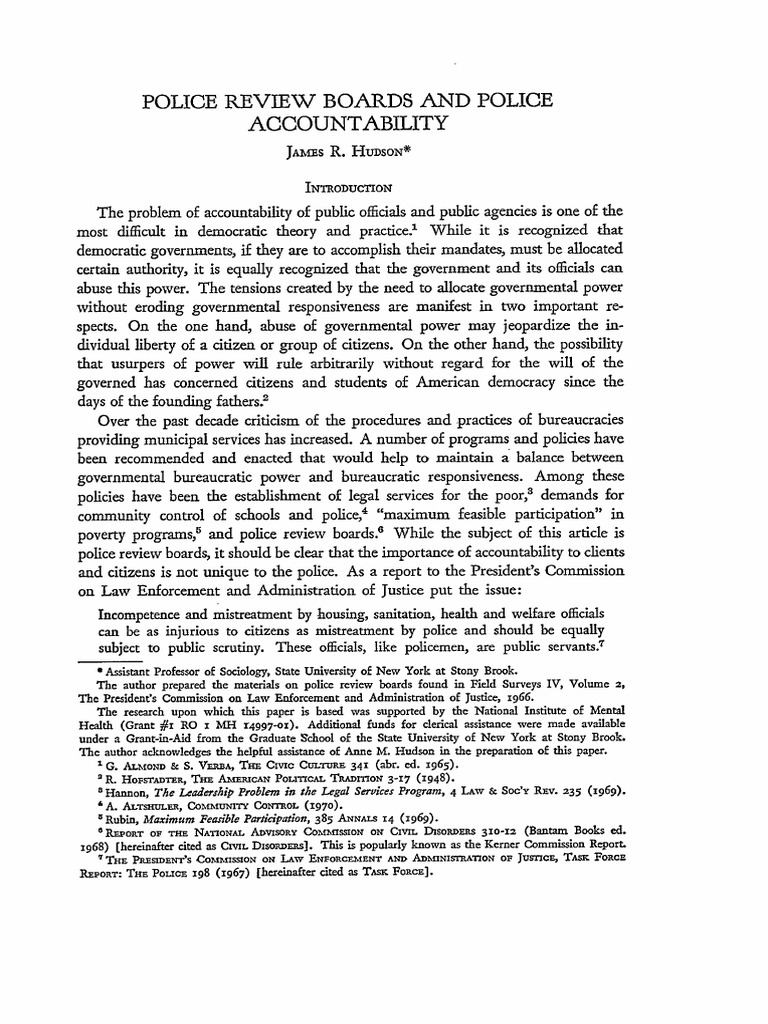 Police Review Boards and Police Accountability | PDF