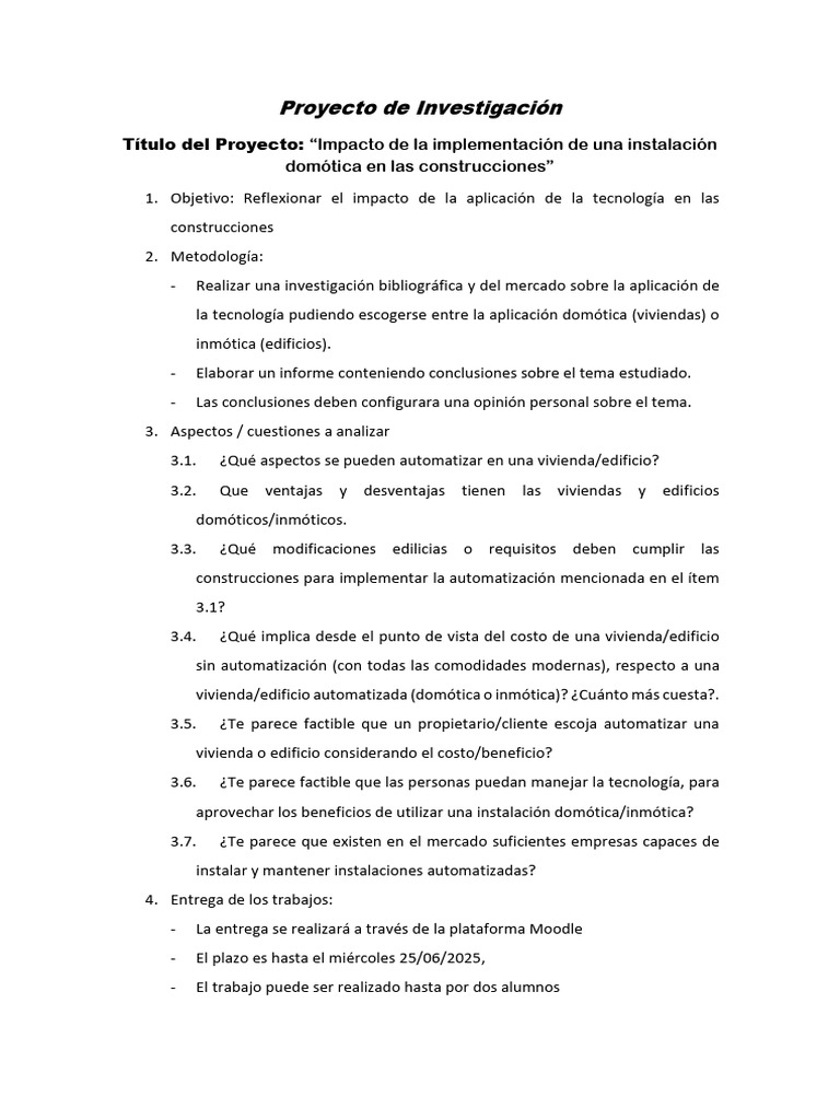Instructivo para Realizar El Proyecto de Investigación | PDF