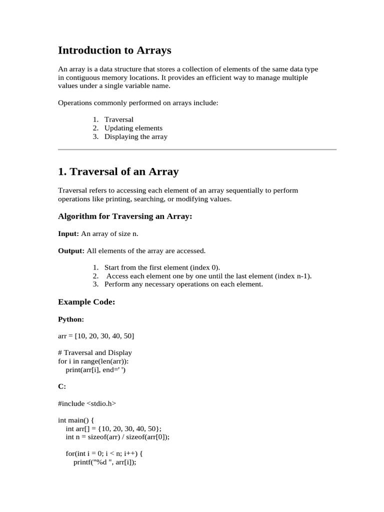 Arrays Traversal Update Display | PDF