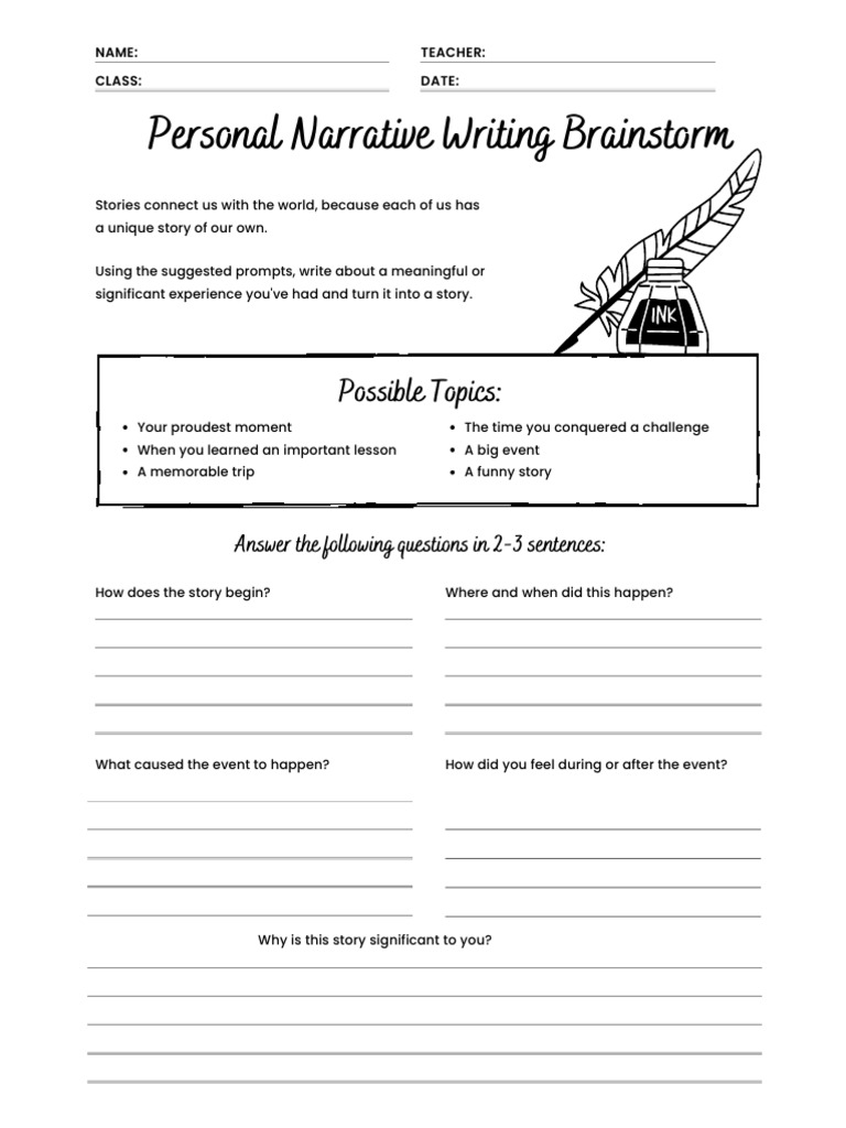 English Narrative and Story-Writing Worksheet-1 | PDF