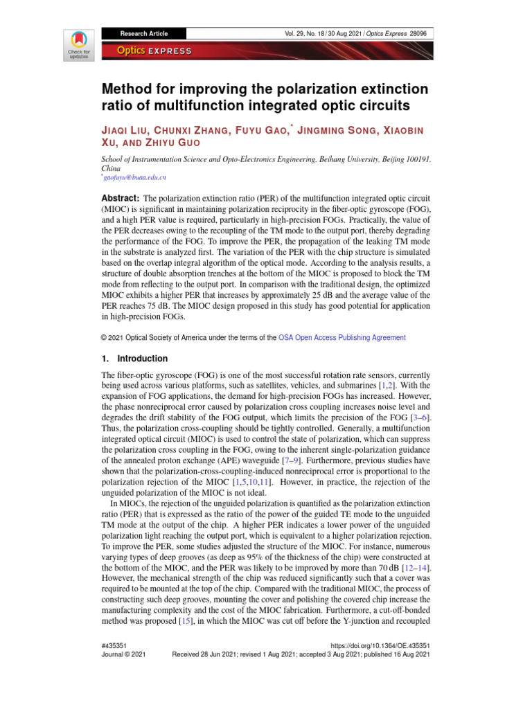Method of Improving Polarization of MIOC | PDF