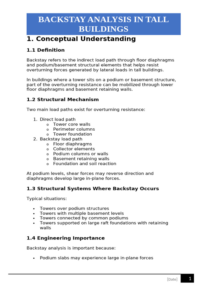 Backstay Analysis in Tall Buildings-Part-1 | PDF