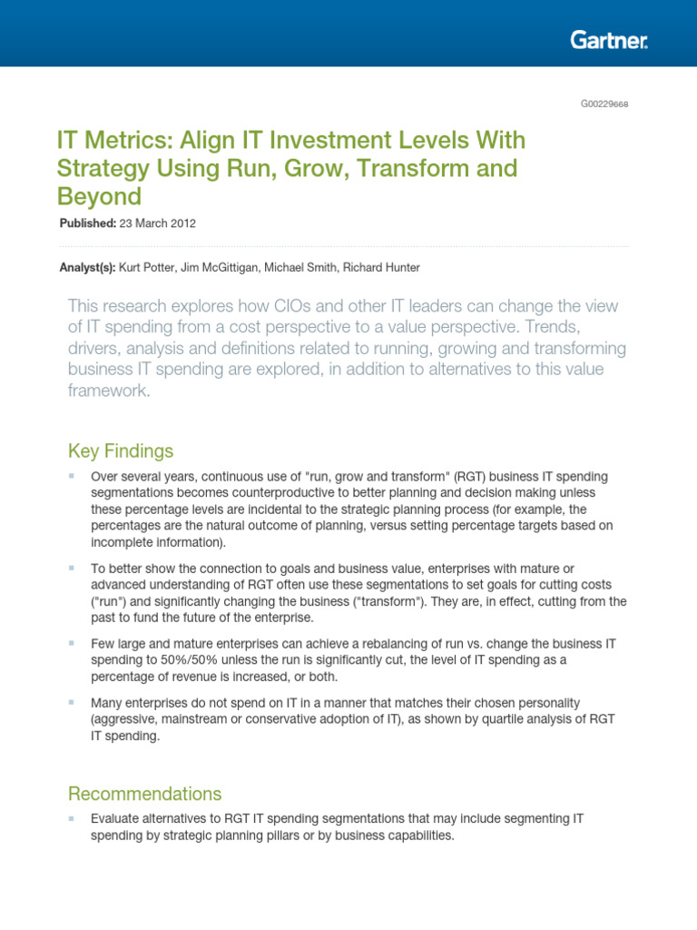 IT Metrics - Align IT Investment Levels With Strategy Using Run, Grow ...