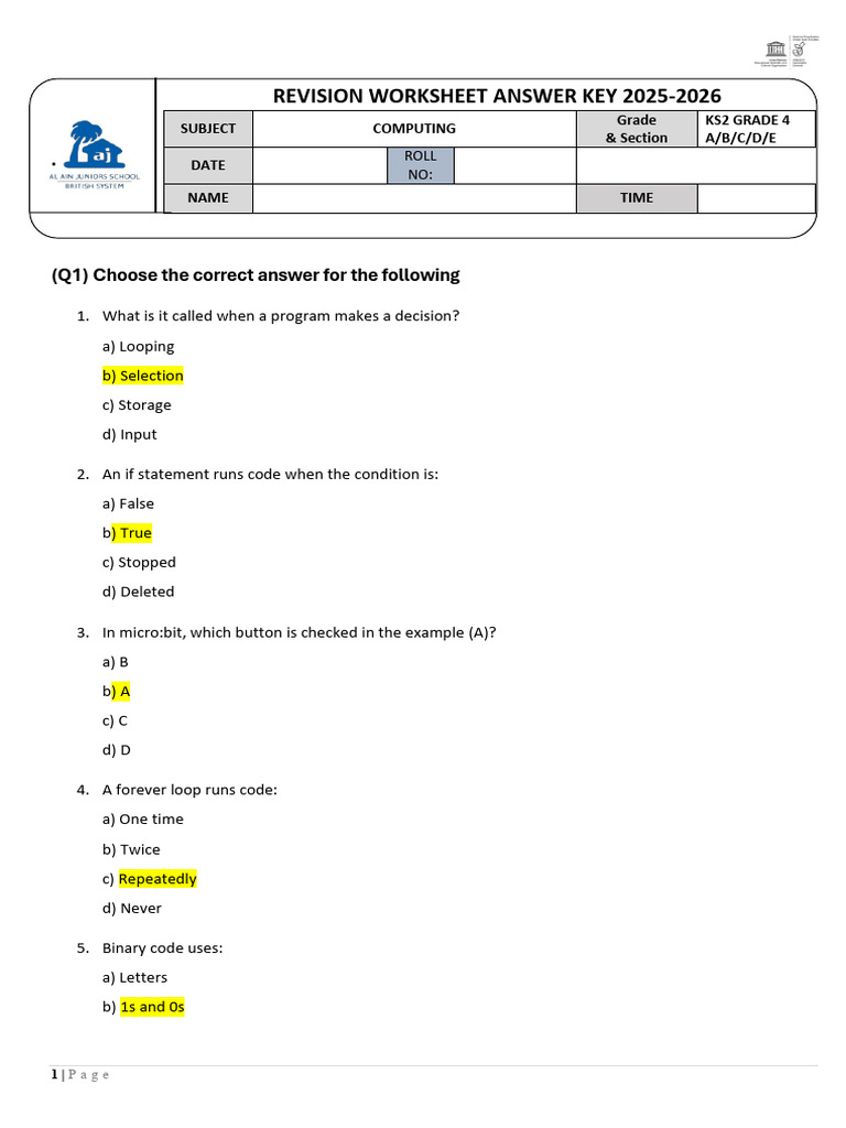 Grade 4 Ete Term 2 Rws Answer Key | PDF