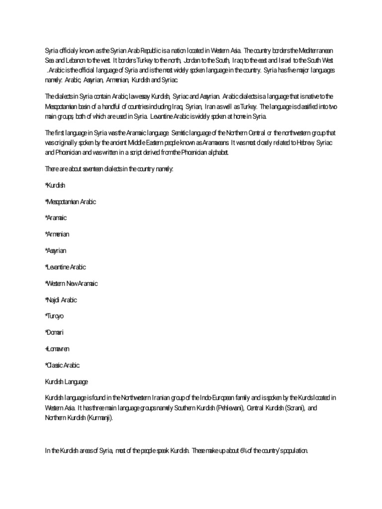 Syria Language Family | PDF