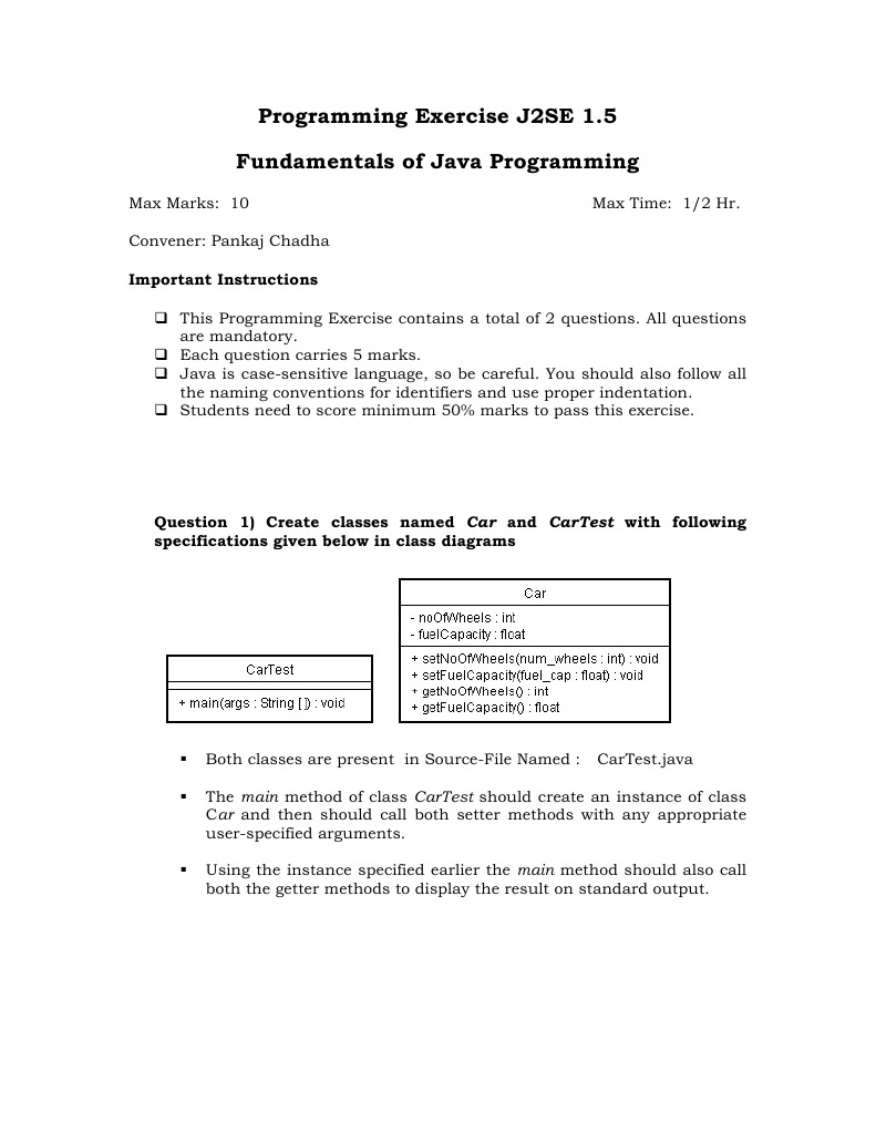 Java Programming Exercise J2SE 1.5 | PDF