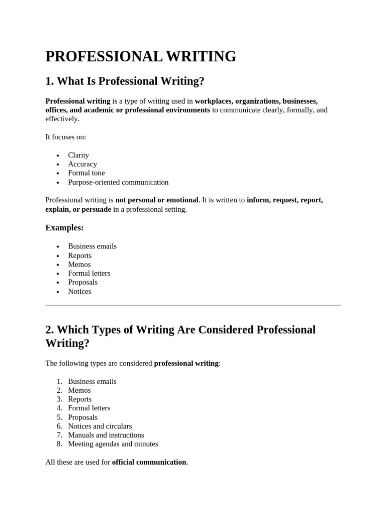 Professional Writing | PDF