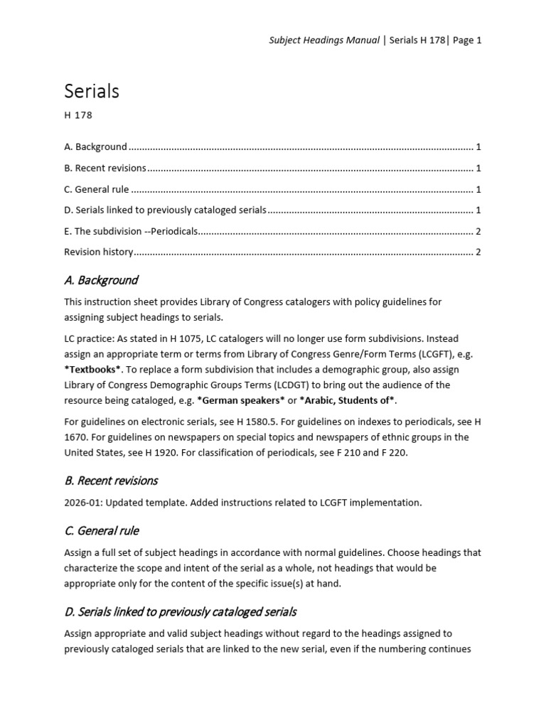 Serials: A. Background | PDF
