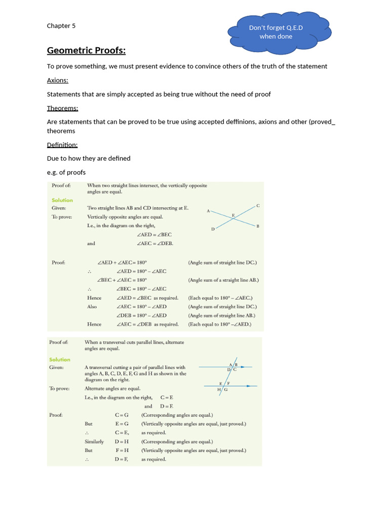 Chapter 5 - Geometric Proofs | PDF