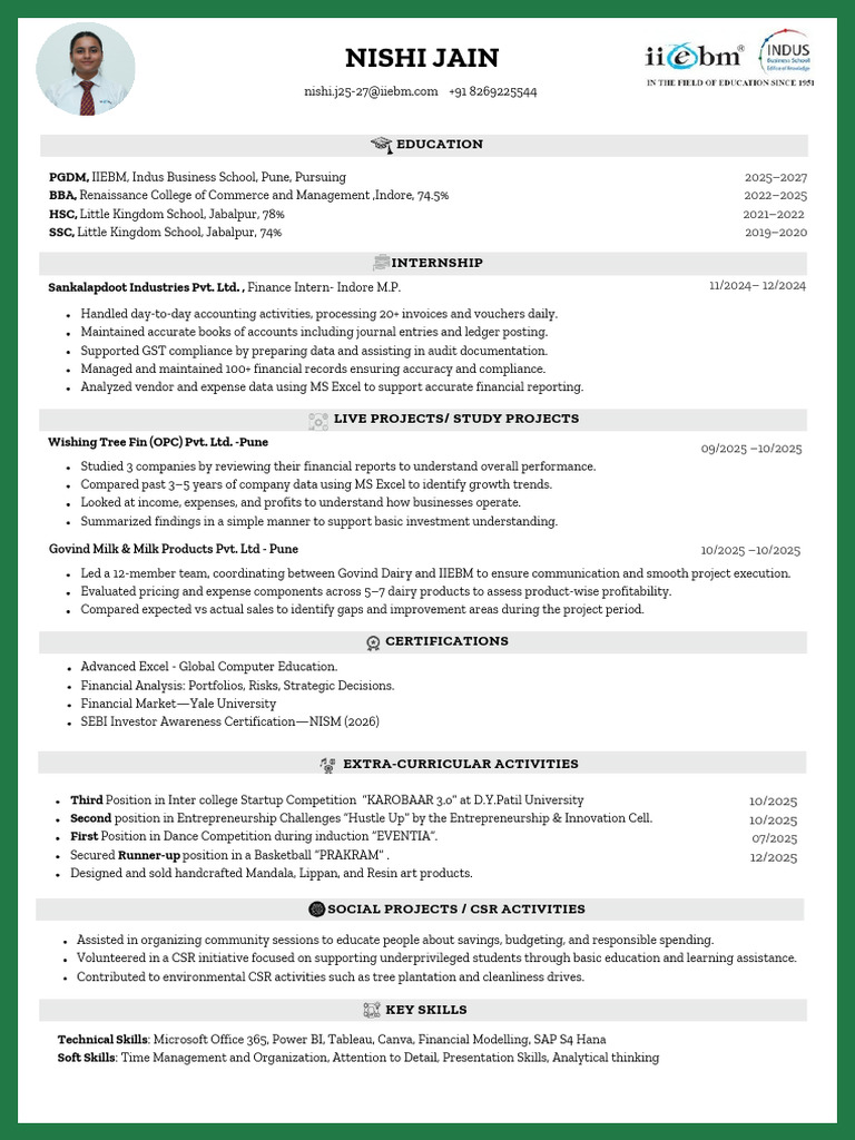 IIEBM - Resume Template PDF | PDF