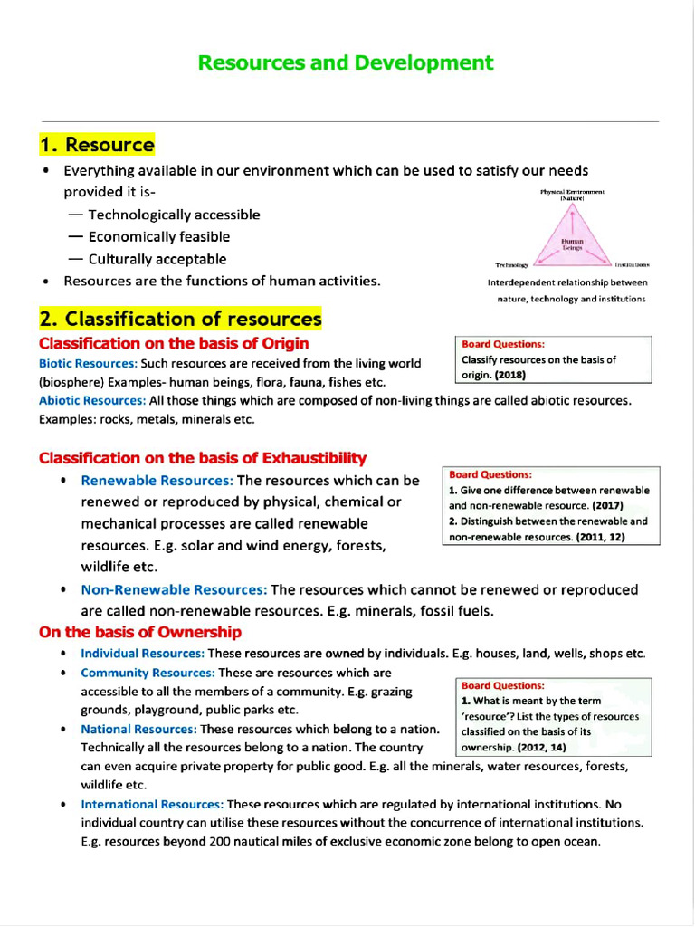 Resources and Development Class 10 Geo | PDF
