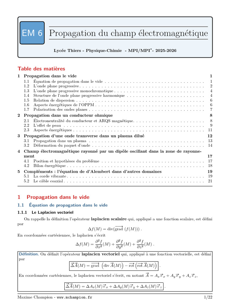 EM6 - Propagation Du Champ EM | PDF