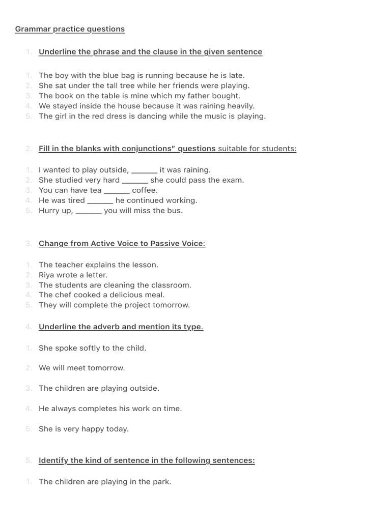Grammar Practice Questions | PDF