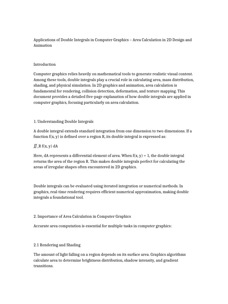 Double Integrals Computer Graphics Assignment | PDF