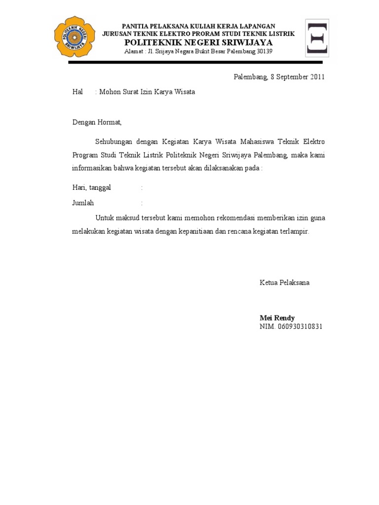 Contoh Surat Izin Rekreasi Ke Dinas Pendidikan