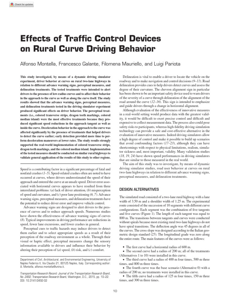Montella Et Al 2019 Effects of Traffic Control Devices On Rural Curve ...