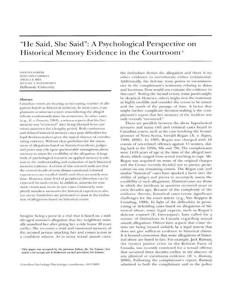 He Said, She Said | PDF