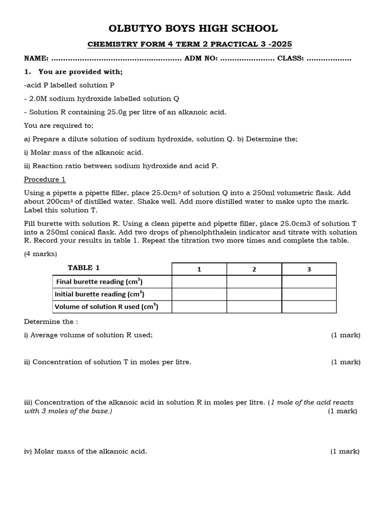 Chem f4 Practical 3 | PDF
