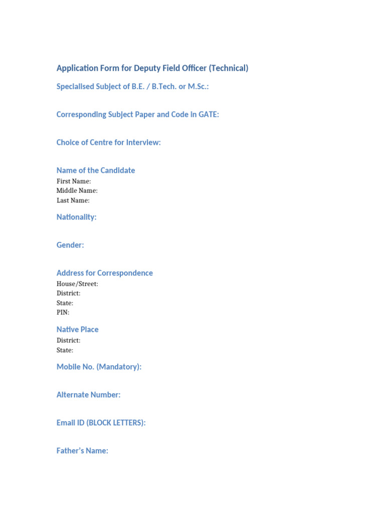 DFO Application Form | PDF