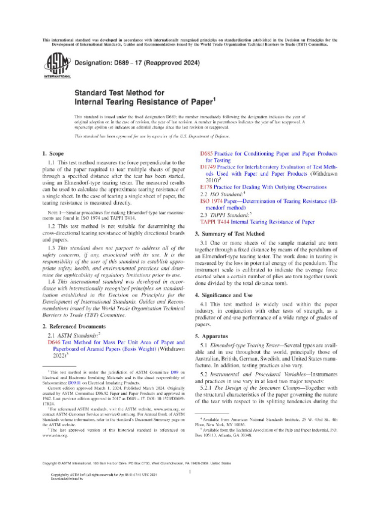 Astm D689-17 | PDF