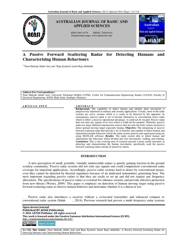 A Passive Forward Scattering Radar For D | PDF | Radar | Spectral Density