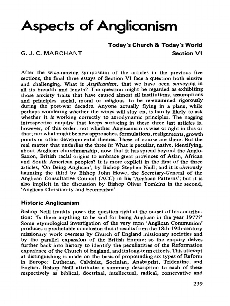 Aspects of Anglicanism | PDF