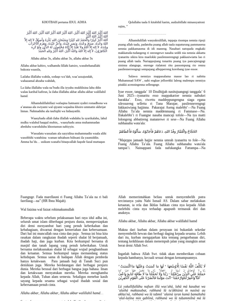 Konsep Khutbah Idul Adha 1445 H | PDF
