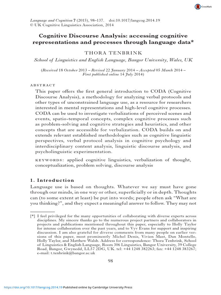 Div Class Title Cognitive Discourse Analysis Accessing Cognitive ...