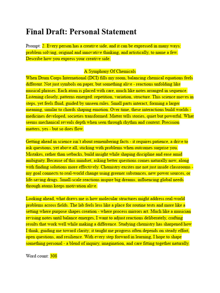ALESSIO ZAVALA - Final Draft - Personal Statement | PDF