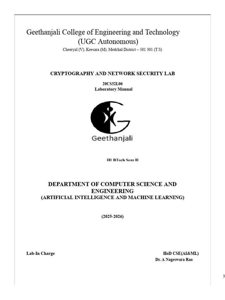 CNS LAB Manual 2025-26 | PDF