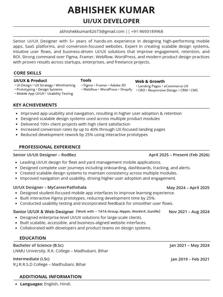 Abhishek Kumar Resume | PDF