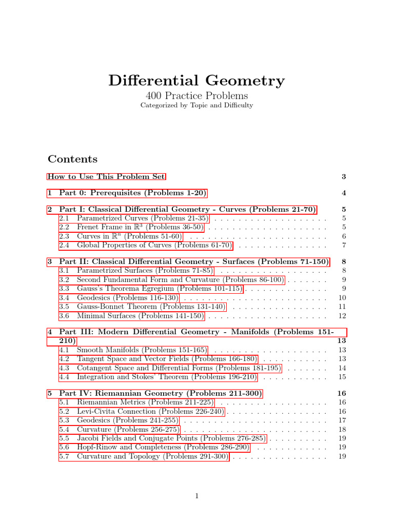 Differential Geometry Notes Prob | PDF