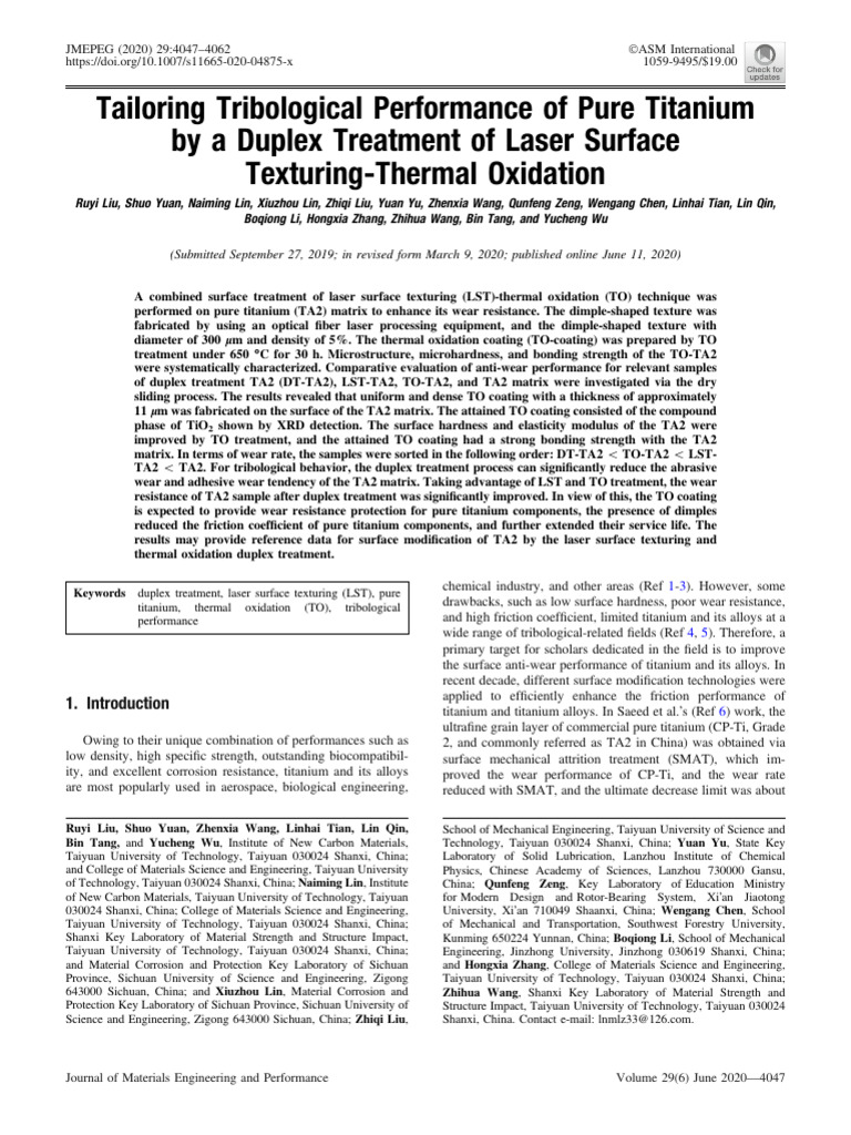 《Journal of Materials Engineering and Performance》-Tailoring ...