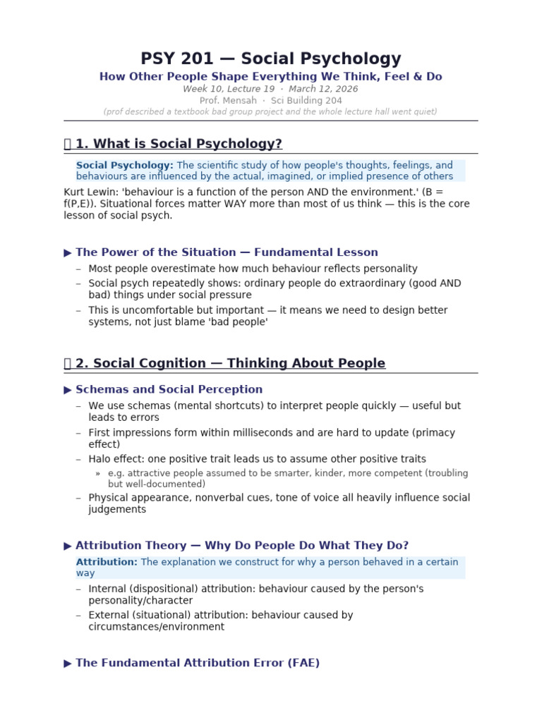 PSY201 Week10 Social Psychology | PDF | Conformity | Social Psychology