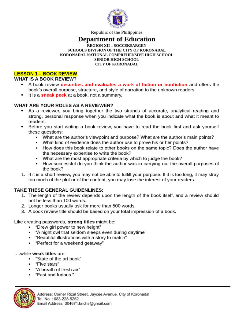 Lesson 1 To 9 Handouts | PDF