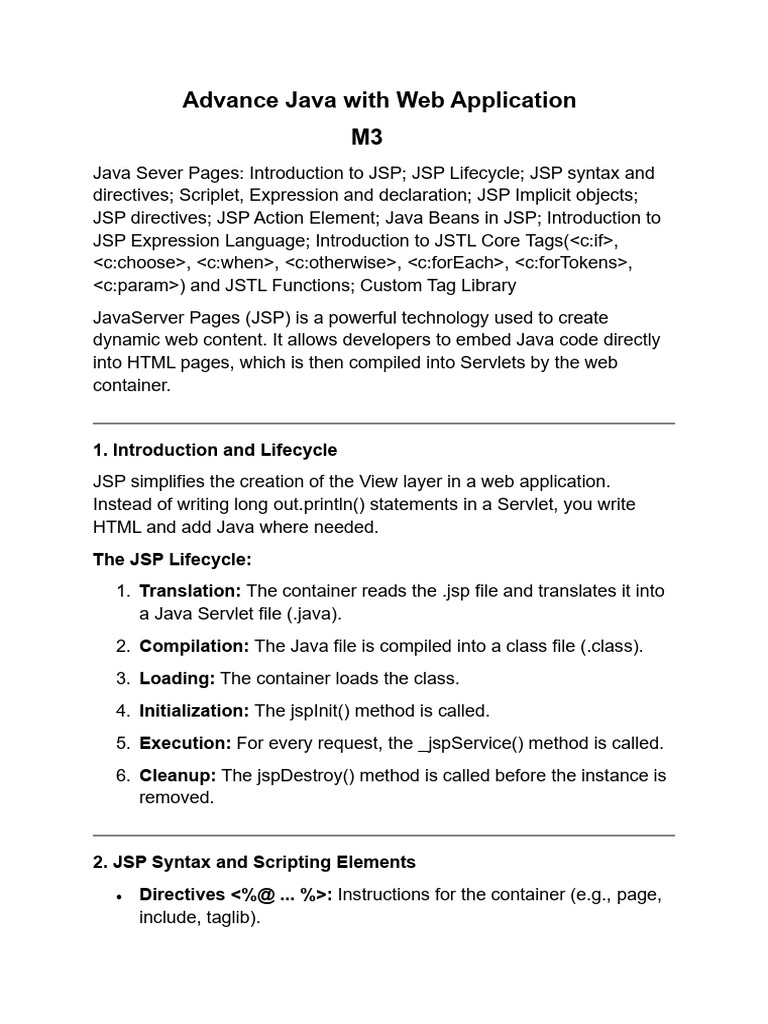 Advance Java With Web Application M3 | PDF